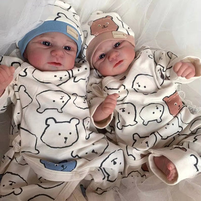 49cm Lifelike Soft Body Blue Eyes Reborn Doll Twin Sisters-Elijah