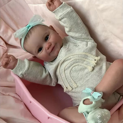Bambina Reborn realistica da 50 cm con occhi aperti e sorriso - Maddie
