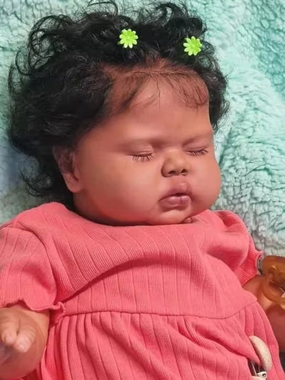24 pollici occhi chiusi pelle scura coccolosa reborn bambina-Pickle