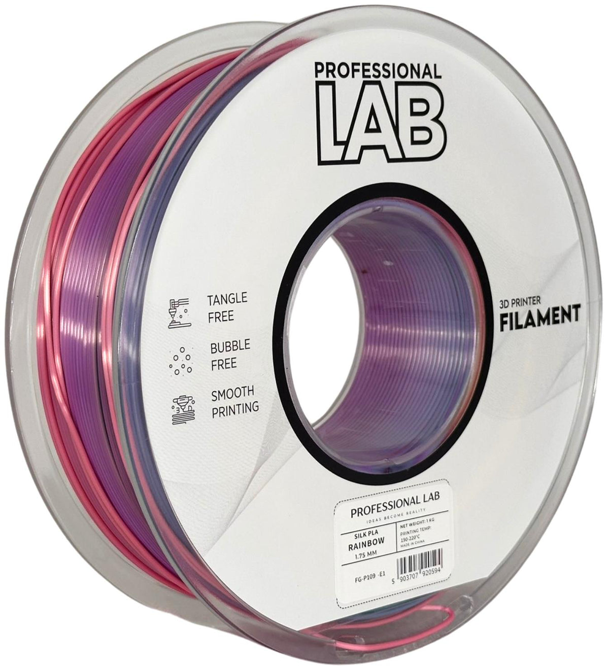 Spoel filament Silk PLA regenboog, Prof. Lab, 1,75 mm