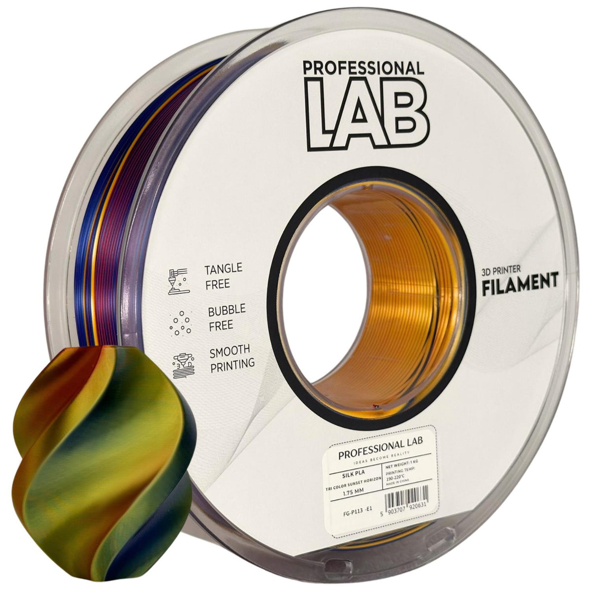 Spoel filament Silk PLA Tri Color Sunset Horizon, Prof. Lab, 1,75 mm
