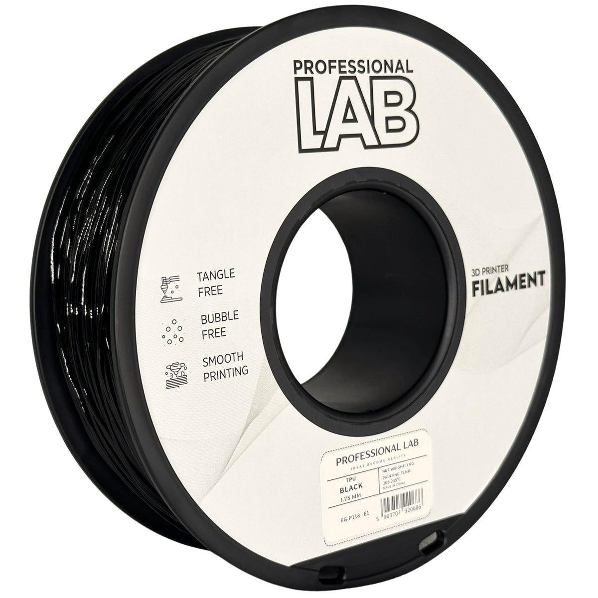 Spoel filament TPU zwart, Prof. Lab, 1,75 mm