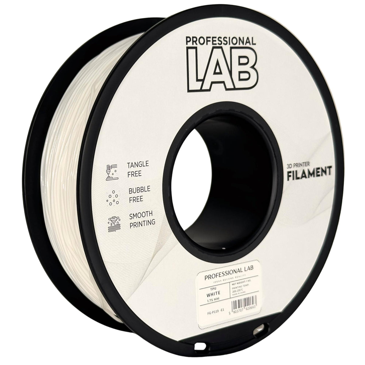 Spoel filament TPU wit, Prof. Lab, 1,75 mm