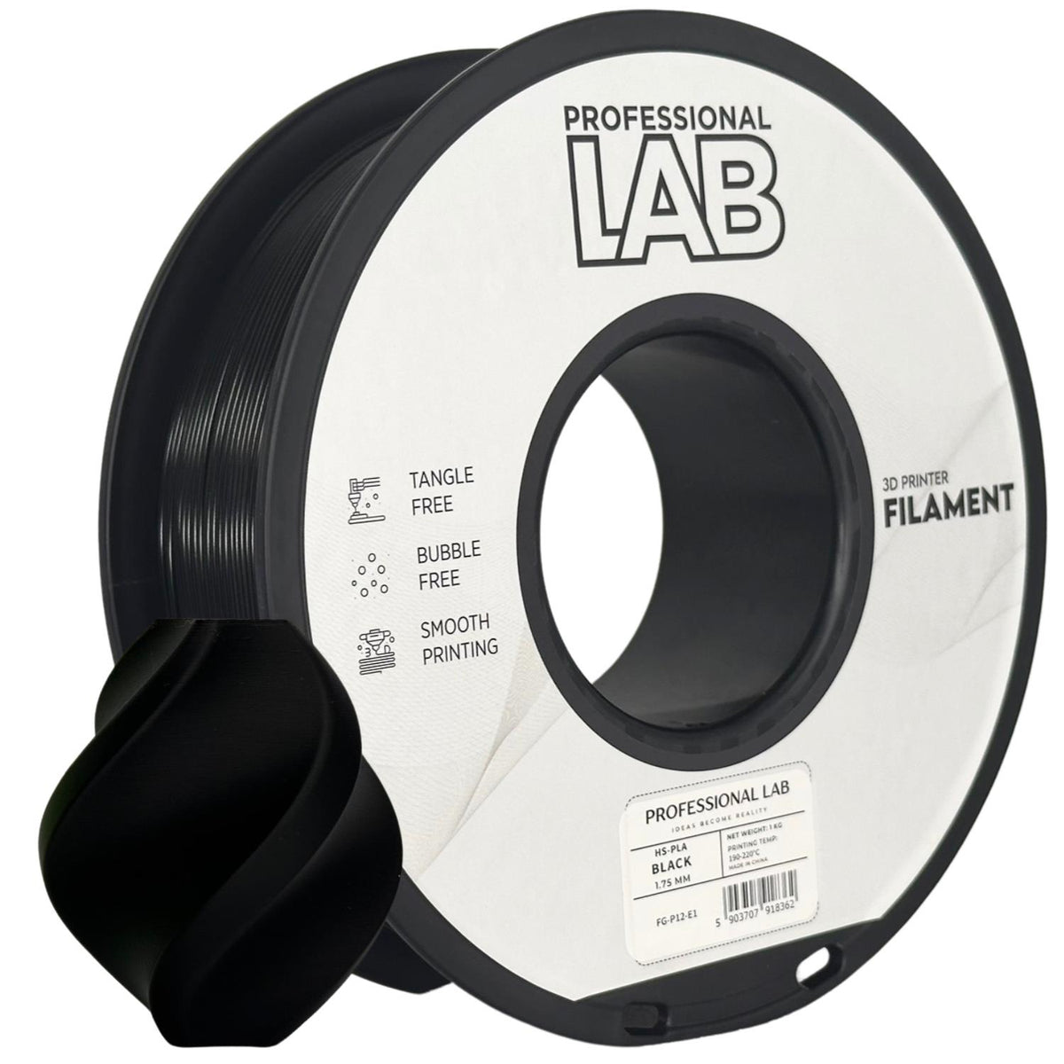 Spoel filament HS-PLA zwart, Prof. Lab, 1,75 mm