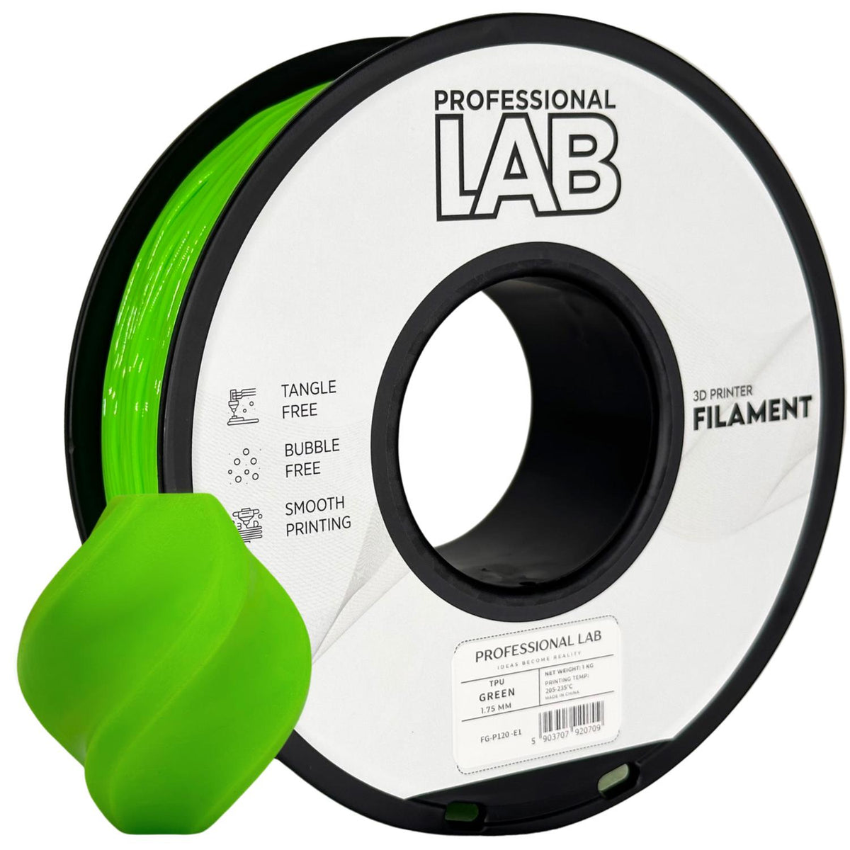 Spoel filament TPU groen, Prof. Lab, 1,75 mm