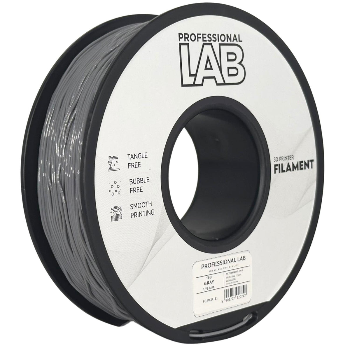 Spoel filament TPU grijs, Prof. Lab, 1,75 mm