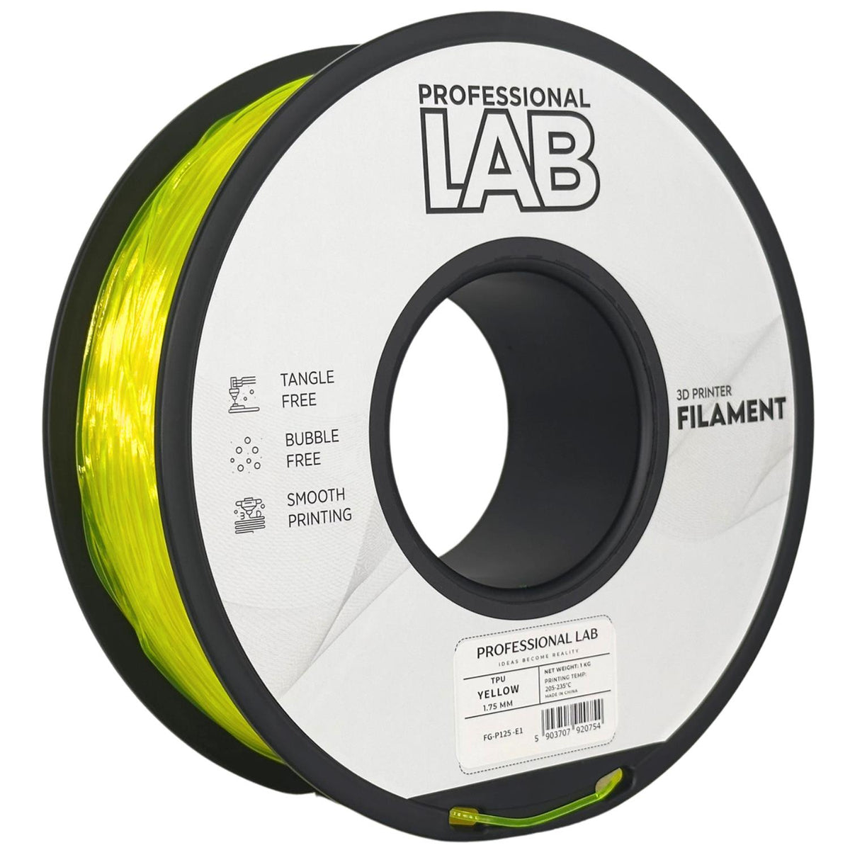 Spoel filament TPU geel, Prof. Lab, 1,75 mm