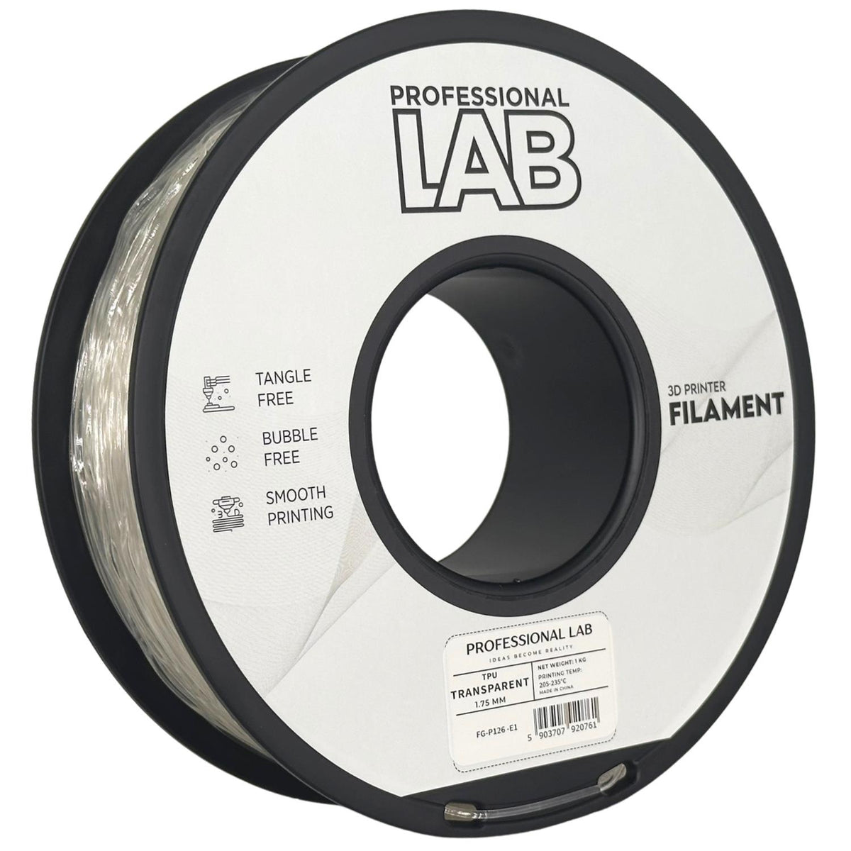 Spoel filament TPU transparant, Prof. Lab, 1,75 mm