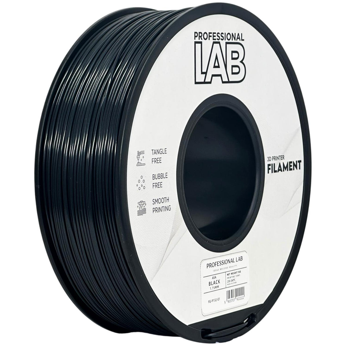 Spoel filament ASA zwart, Prof. Lab, 1,75 mm