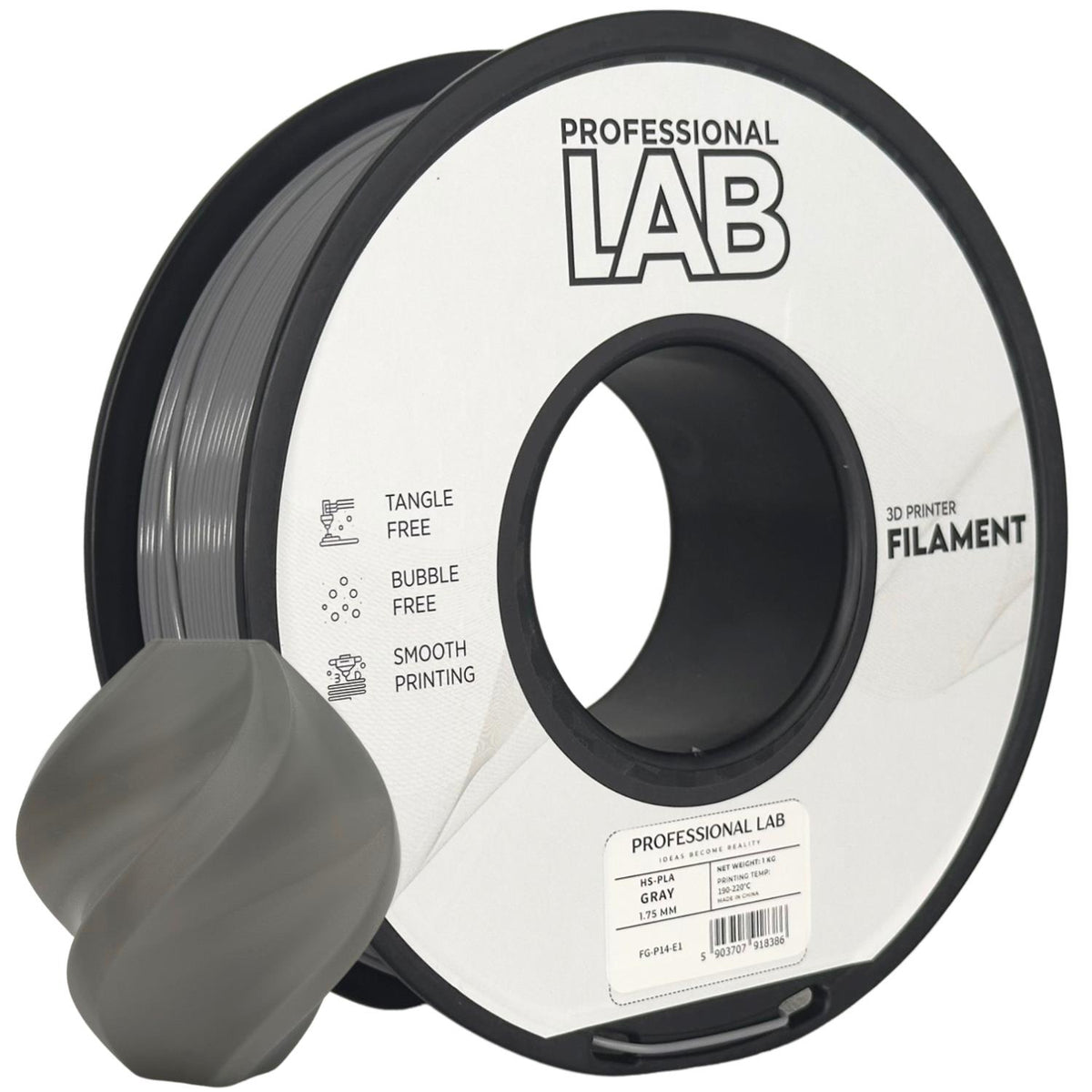 Spoel filament HS-PLA grijs, Prof. Lab, 1,75 mm