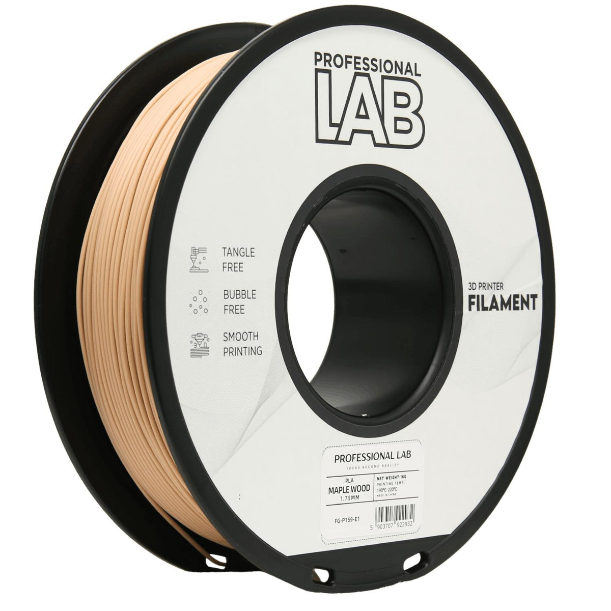 Spoel filament PLA hout esdoorn, Prof. Lab, 1,75 mm