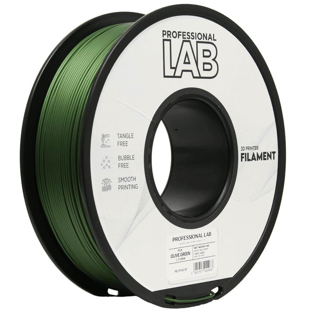 Spoel filament PLA olijfgroen, Prof. Lab, 1,75 mm