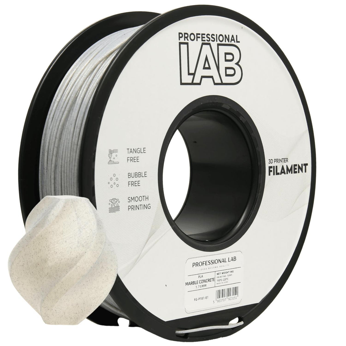 Spool of PLA concrete marble filament, Prof. Lab, 1.75 mm