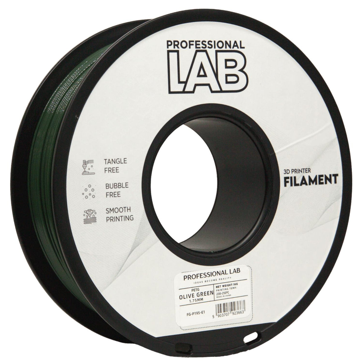 Spoel filament PETG olijfgroen, Prof. Lab, 1,75 mm