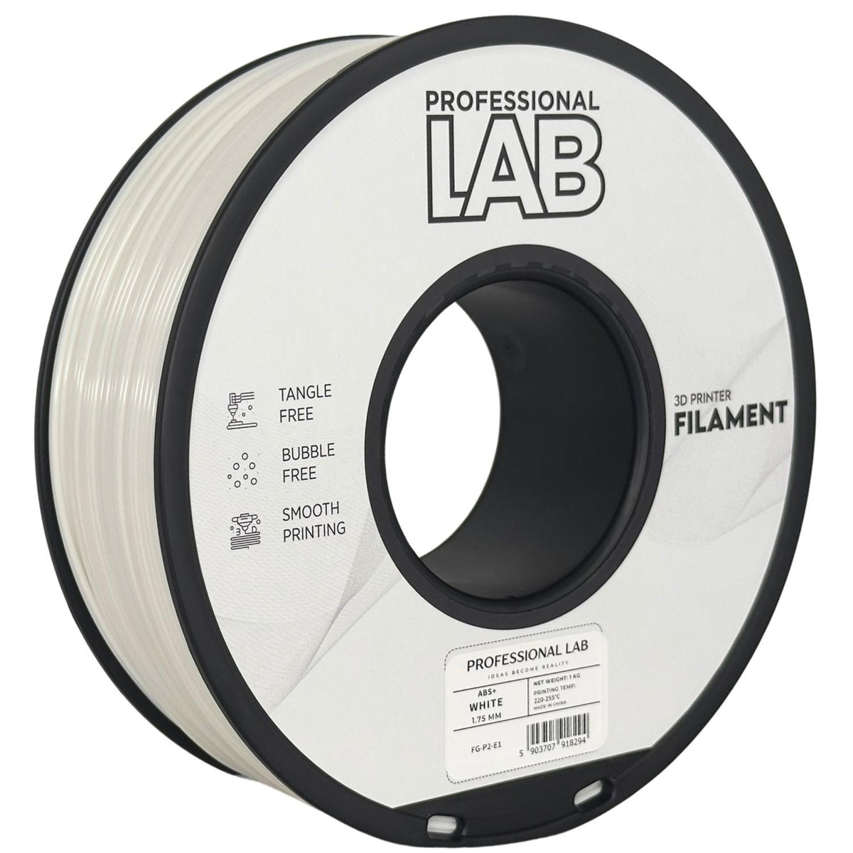 Spoel filament ABS+ wit, Prof. Lab, 1,75 mm