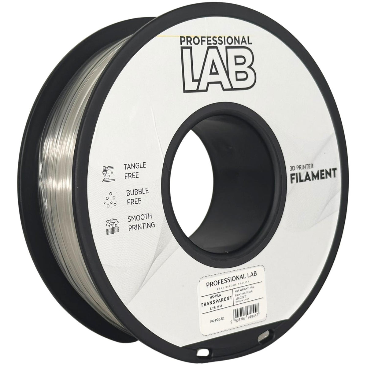 Spoel filament HS-PLA transparant, Prof. Lab, 1,75 mm