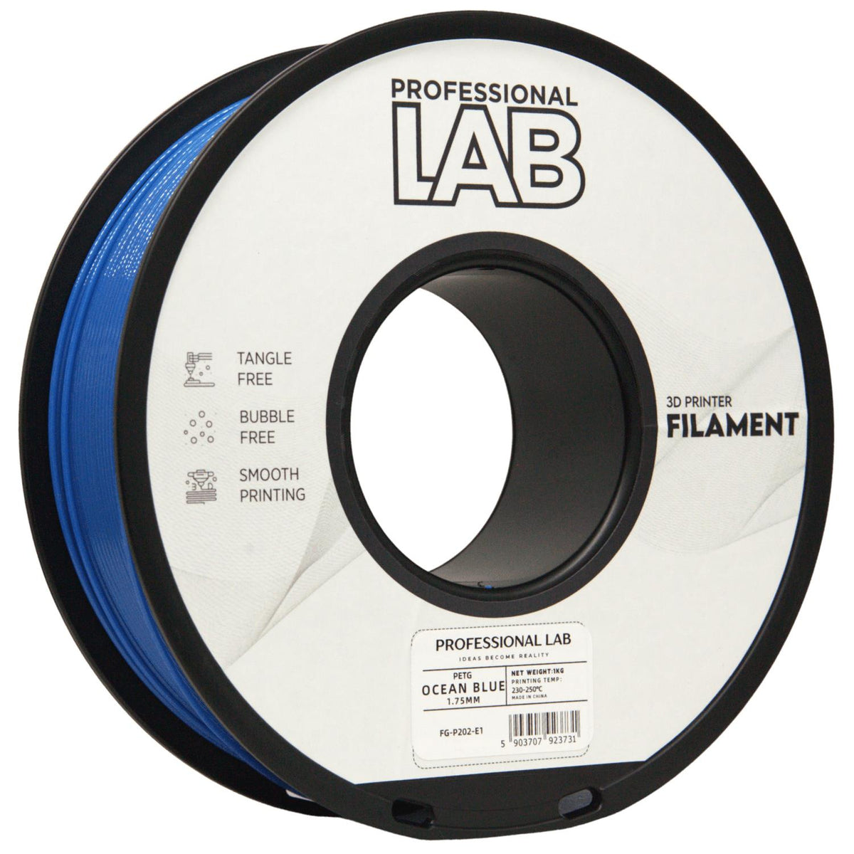 Spoel filament PETG oceaanblauw, Prof. Lab, 1,75 mm