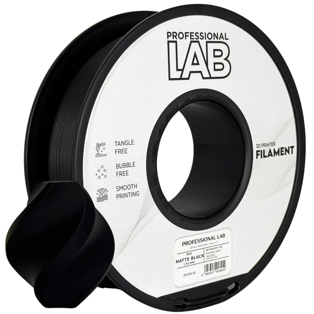 Spoel filament PLA mat zwart, Prof. Lab, 1,75 mm
