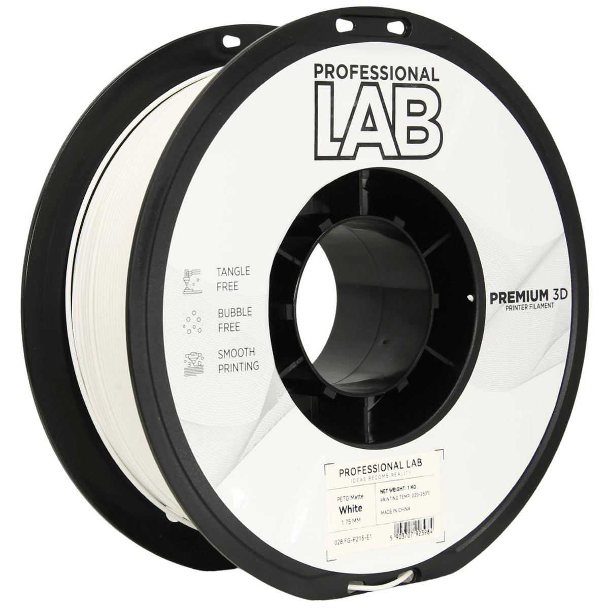 Spoel filament PETG mat wit, Prof. Lab, 1,75 mm