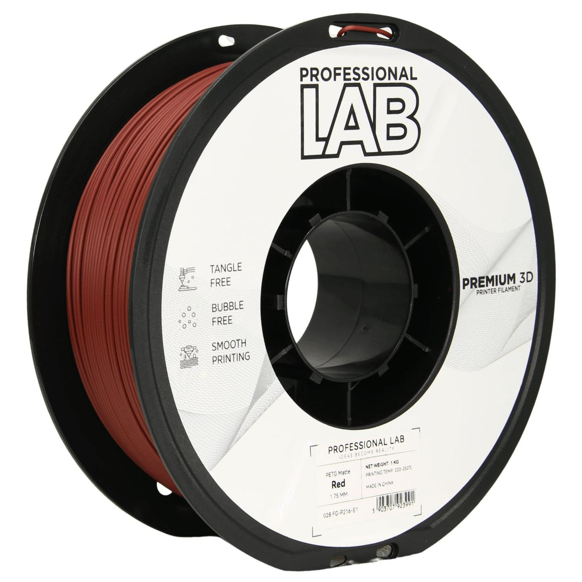 Spoel filament PETG mat rood, Prof. Lab, 1,75 mm