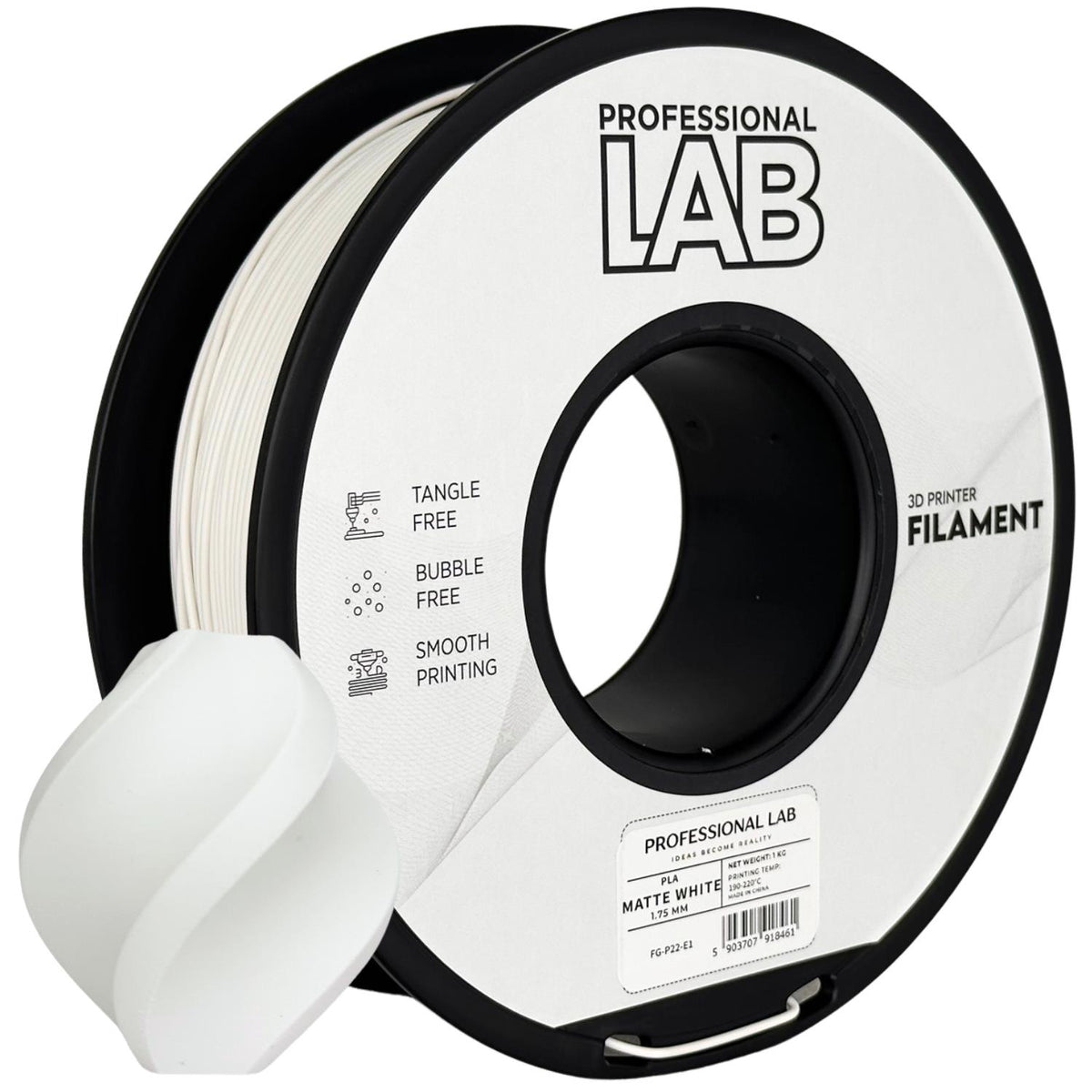 Spoel filament PLA mat wit, Prof. Lab, 1,75 mm