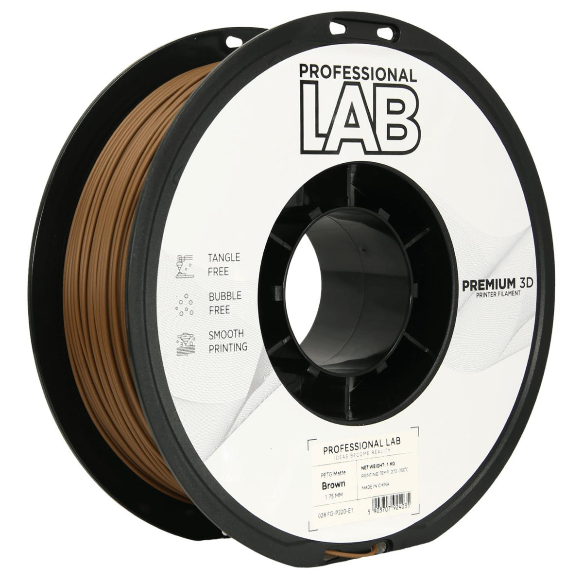 Spoel filament PETG mat bruin, Prof. Lab, 1,75 mm
