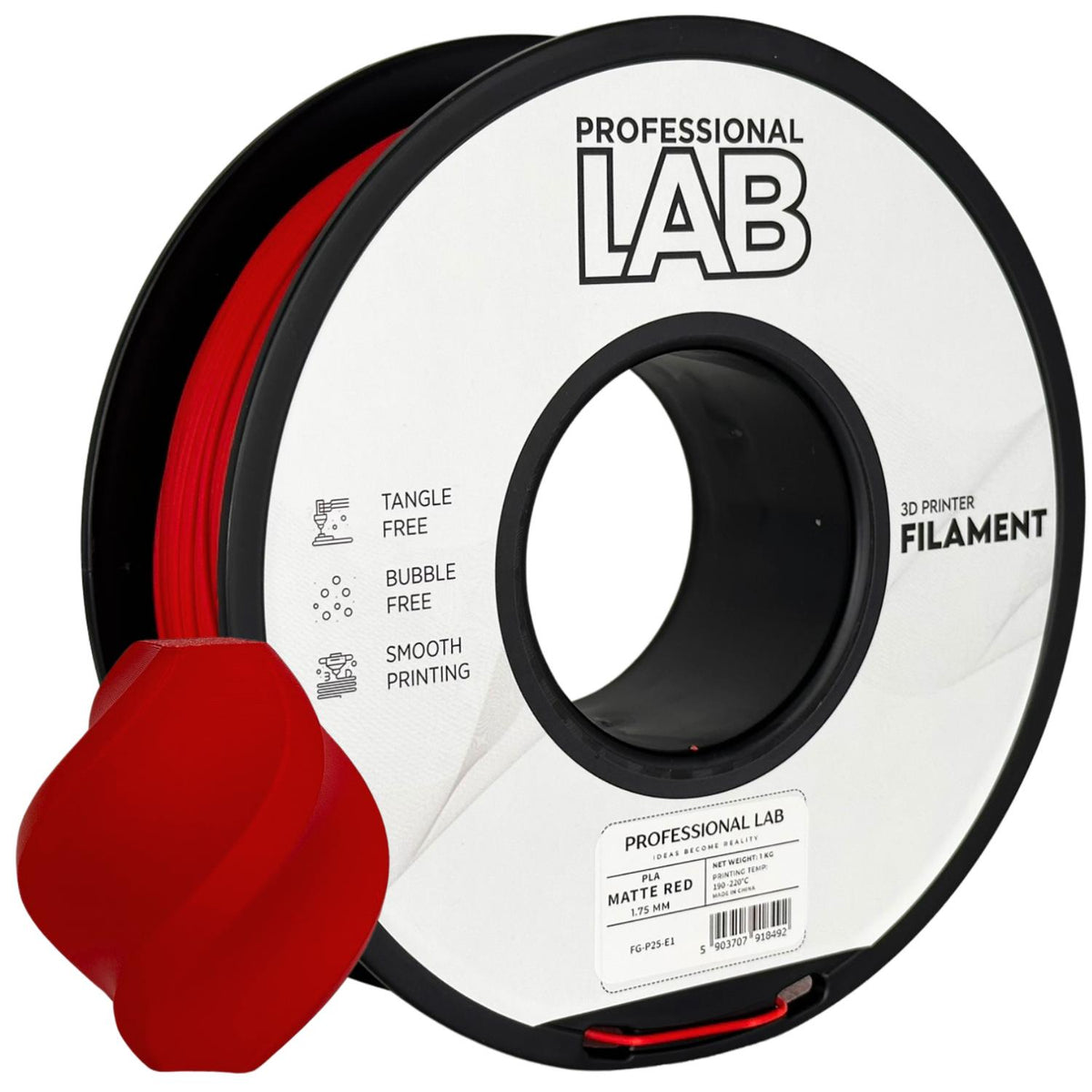 Spoel filament PLA mat rood, Prof. Lab, 1,75 mm