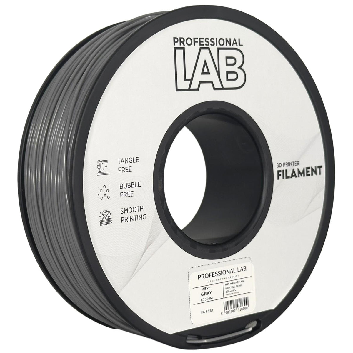 Spoel filament ABS+ grijs, Prof. Lab, 1,75 mm