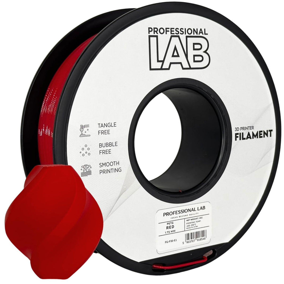 Spoel filament PETG rood, Prof. Lab, 1,75 mm