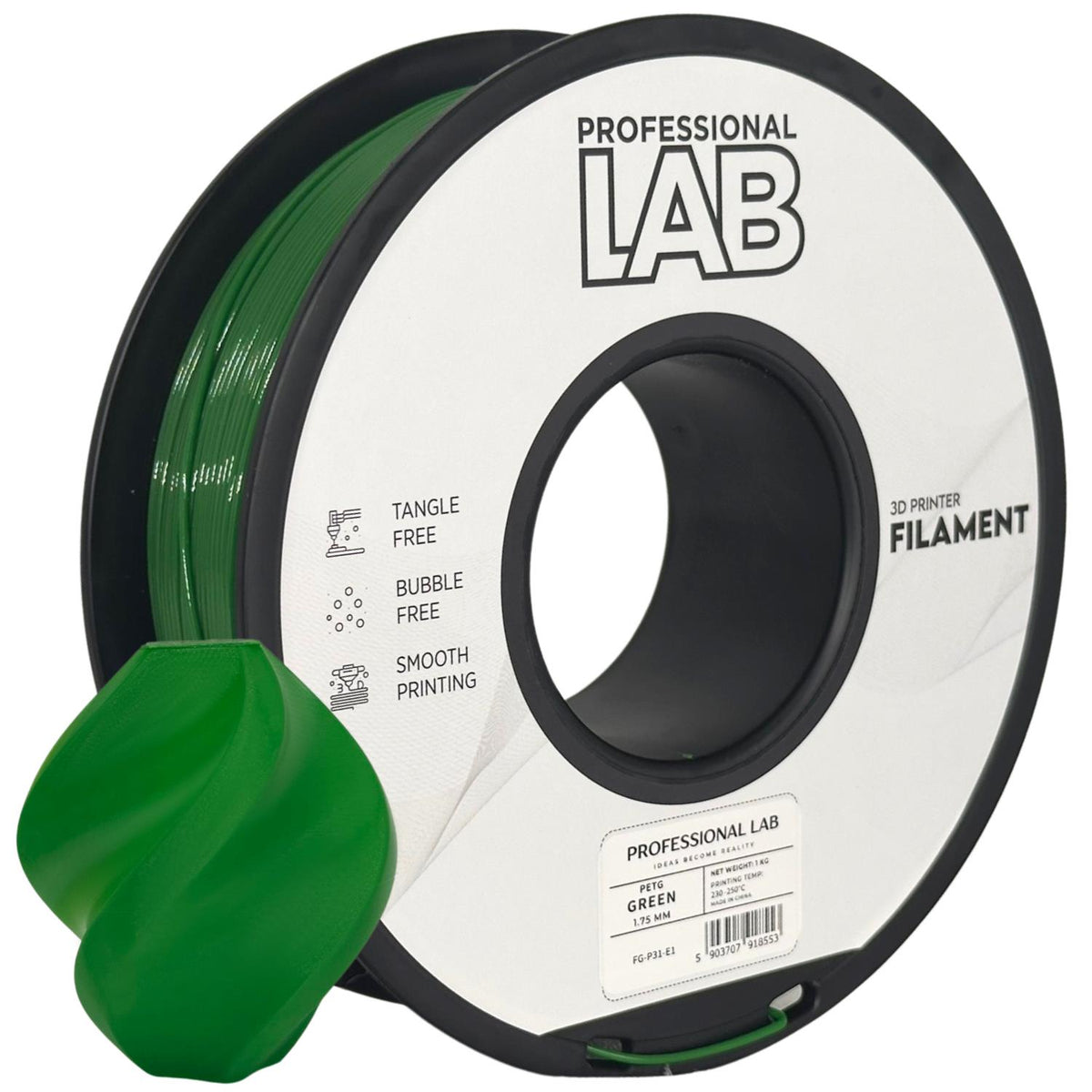 Spoel filament PETG groen, Prof. Lab, 1,75 mm