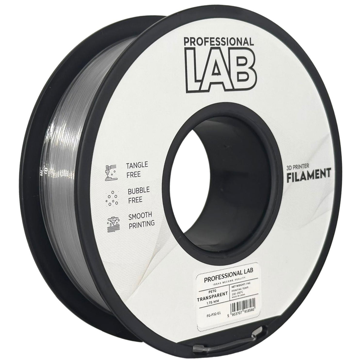 Spoel filament PETG transparant, Prof. Lab, 1,75 mm