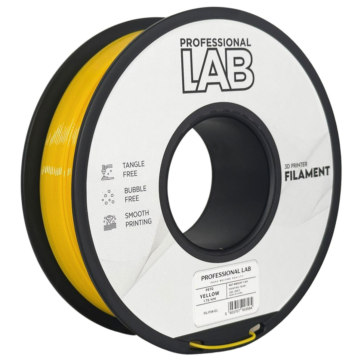 Spoel filament PETG geel, Prof. Lab, 1,75 mm