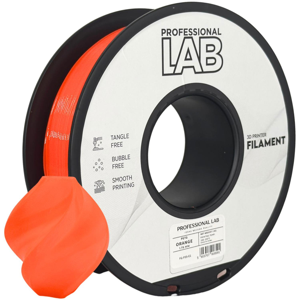 Spoel filament PETG oranje, Prof. Lab, 1,75 mm
