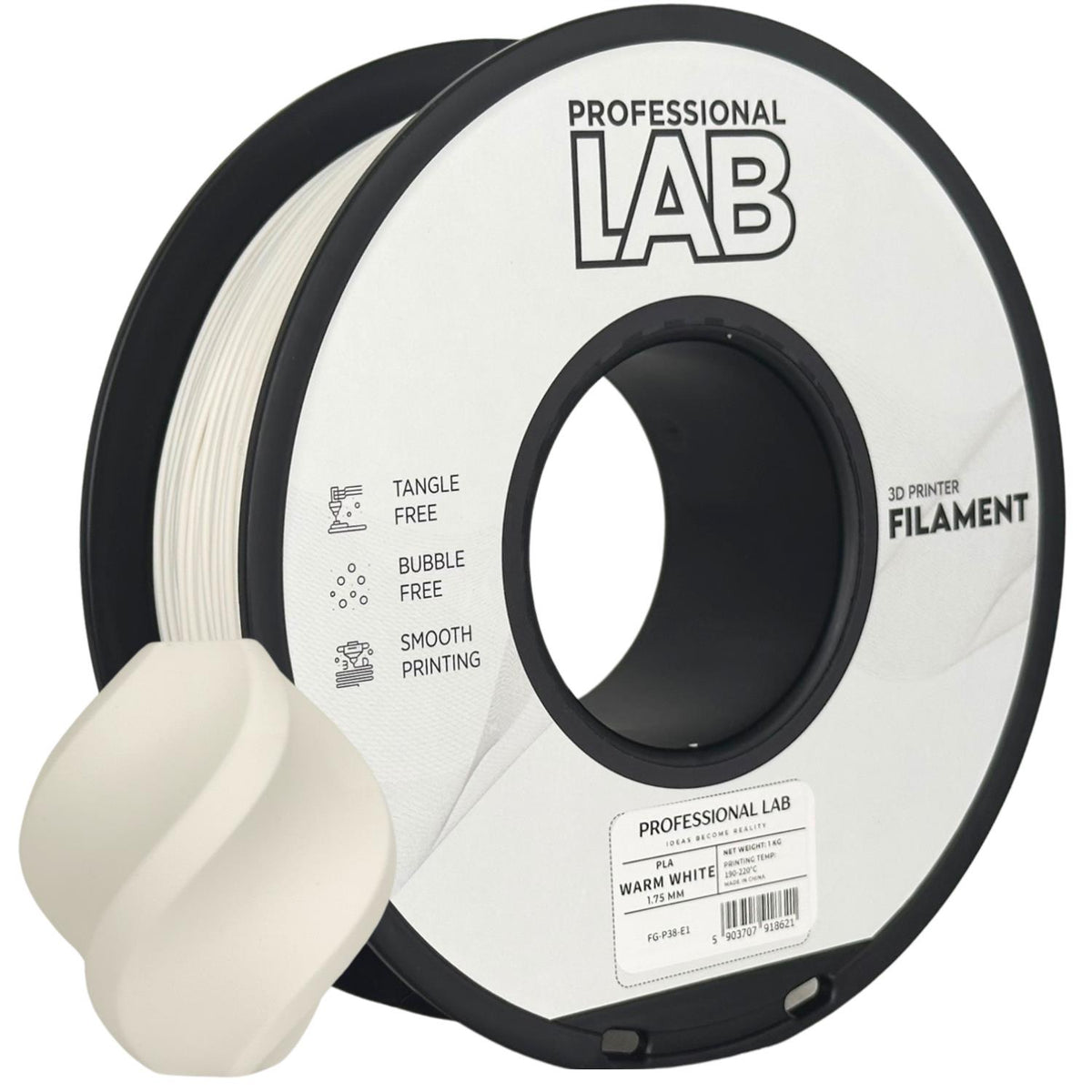 Spoel filament PLA warm wit, Prof. Lab, 1,75 mm