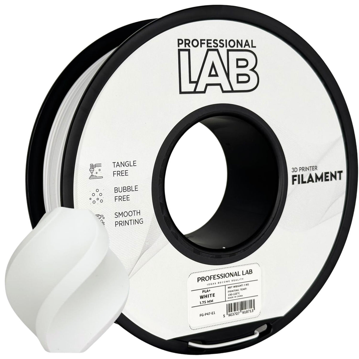 Spoel filament PLA+ wit, Prof. Lab, 1,75 mm