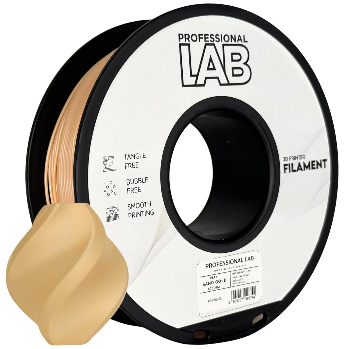 Spoel filament PLA+ zandgoud, Prof. Lab, 1,75 mm