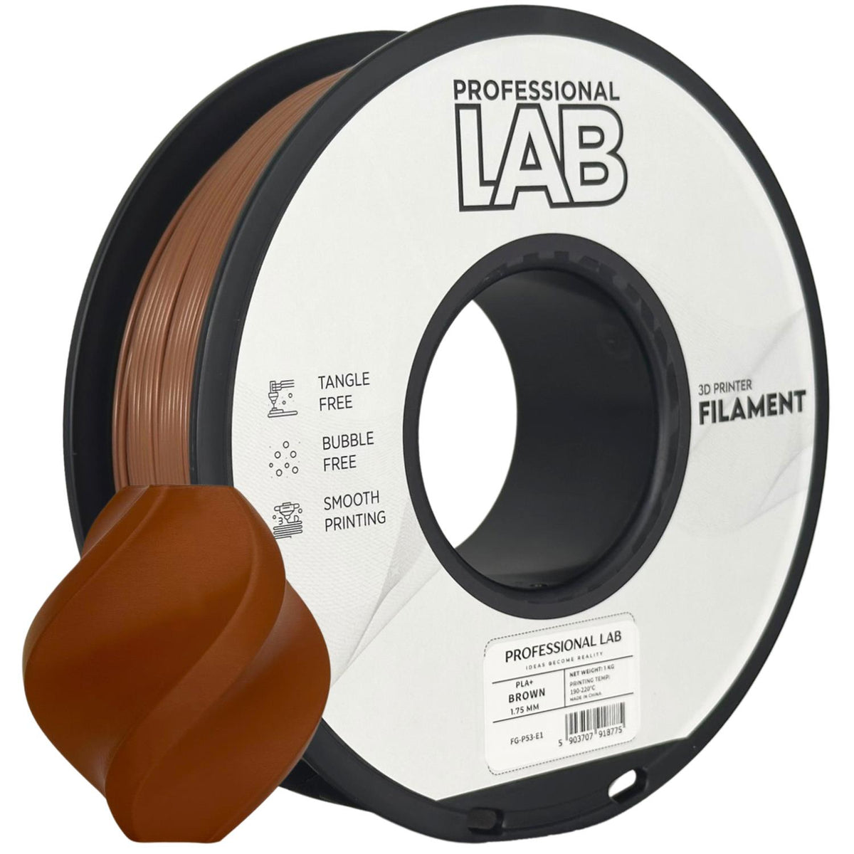 Spoel filament PLA+ bruin, Prof. Lab, 1,75 mm