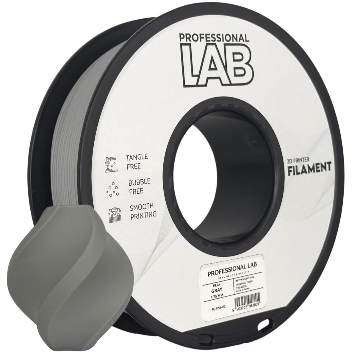 Spoel filament PLA+ grijs, Prof. Lab, 1,75 mm