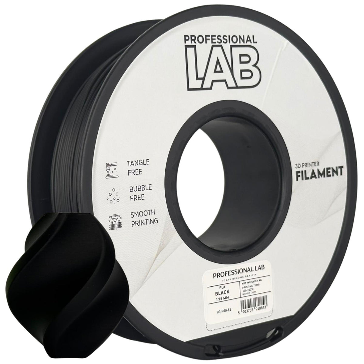 Spoel filament PLA zwart, Prof. Lab, 1,75 mm