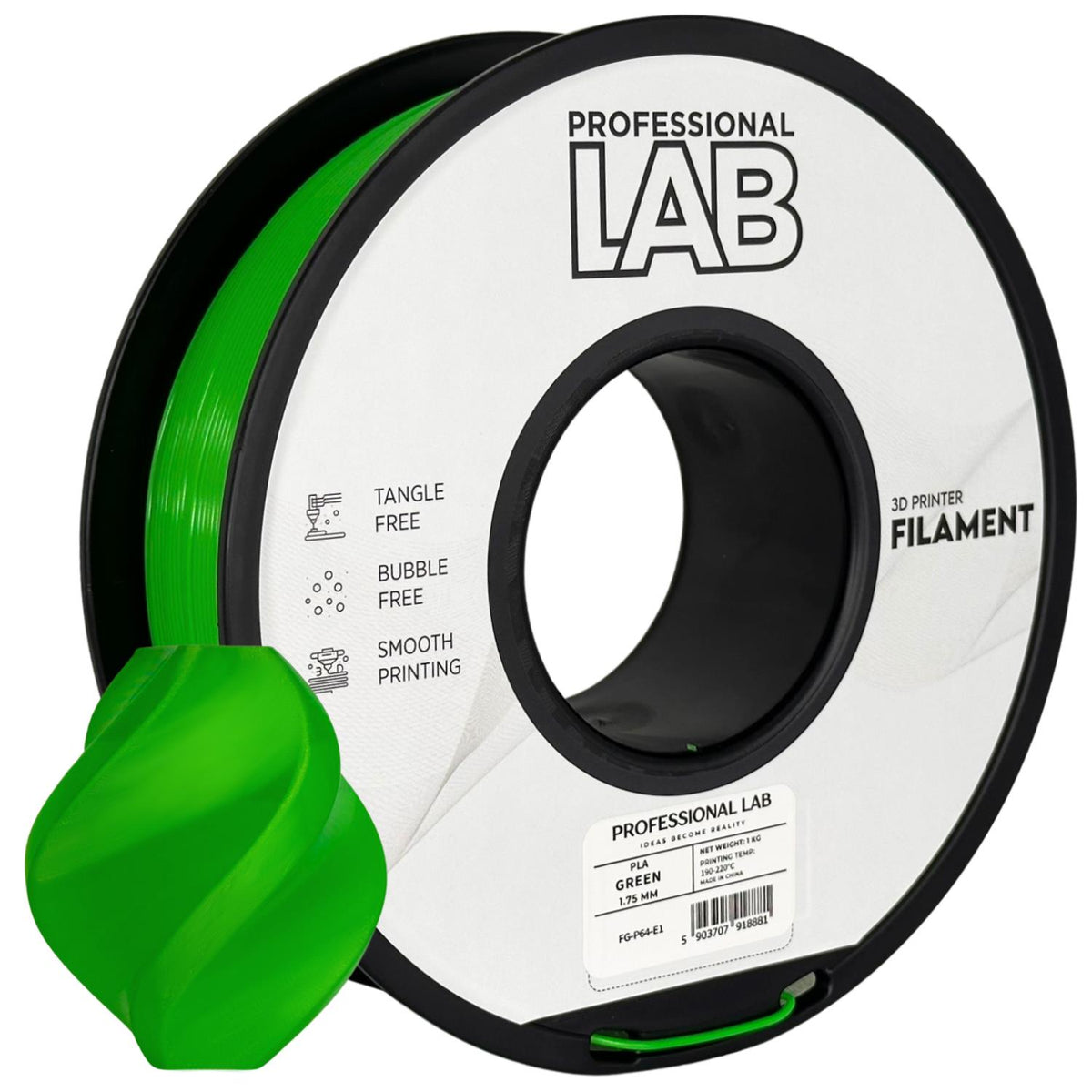 Spoel filament PLA groen, Prof. Lab, 1,75 mm