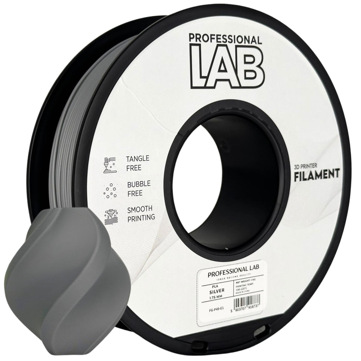 Spoel filament PLA zilver, Prof. Lab, 1,75 mm