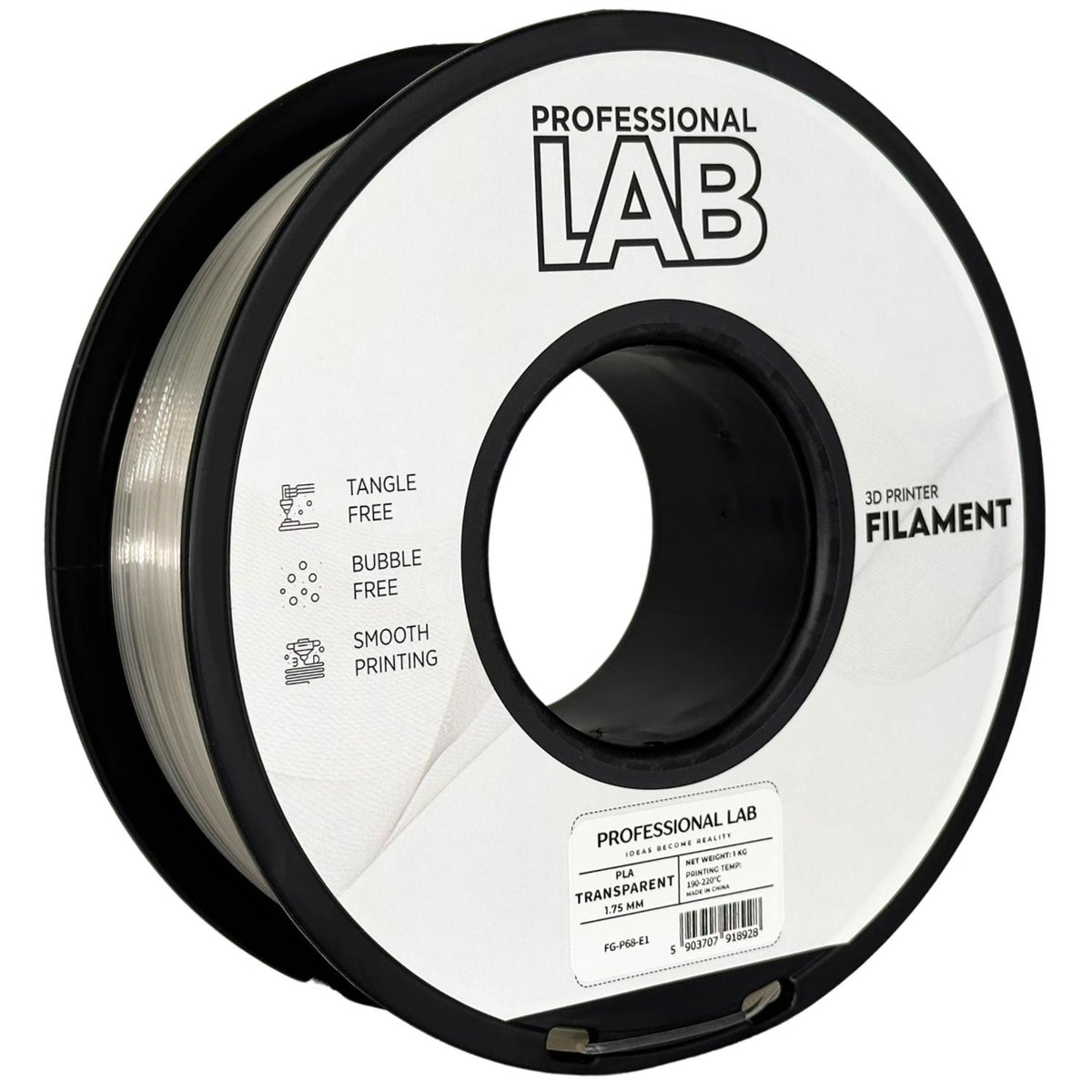 Spoel filament PLA transparant, Prof. Lab, 1,75 mm