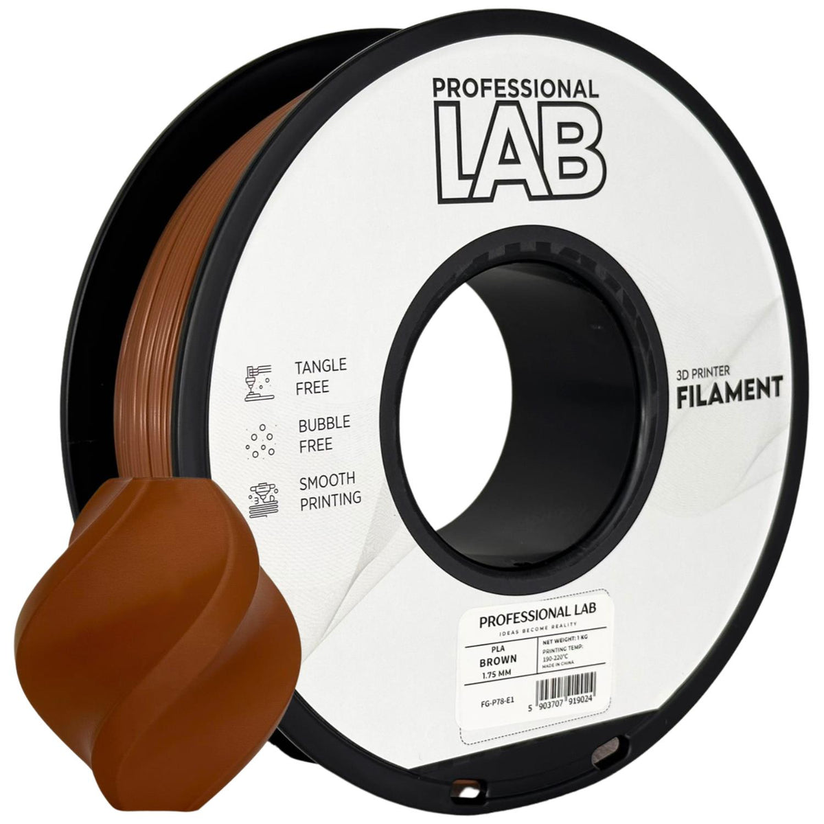 Spoel filament PLA bruin, Prof. Lab, 1,75 mm