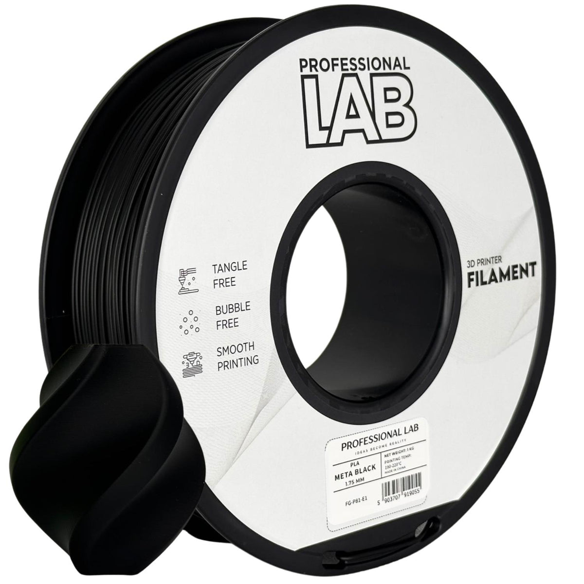 Spoel filament PLA META zwart, Prof. Lab, 1,75 mm
