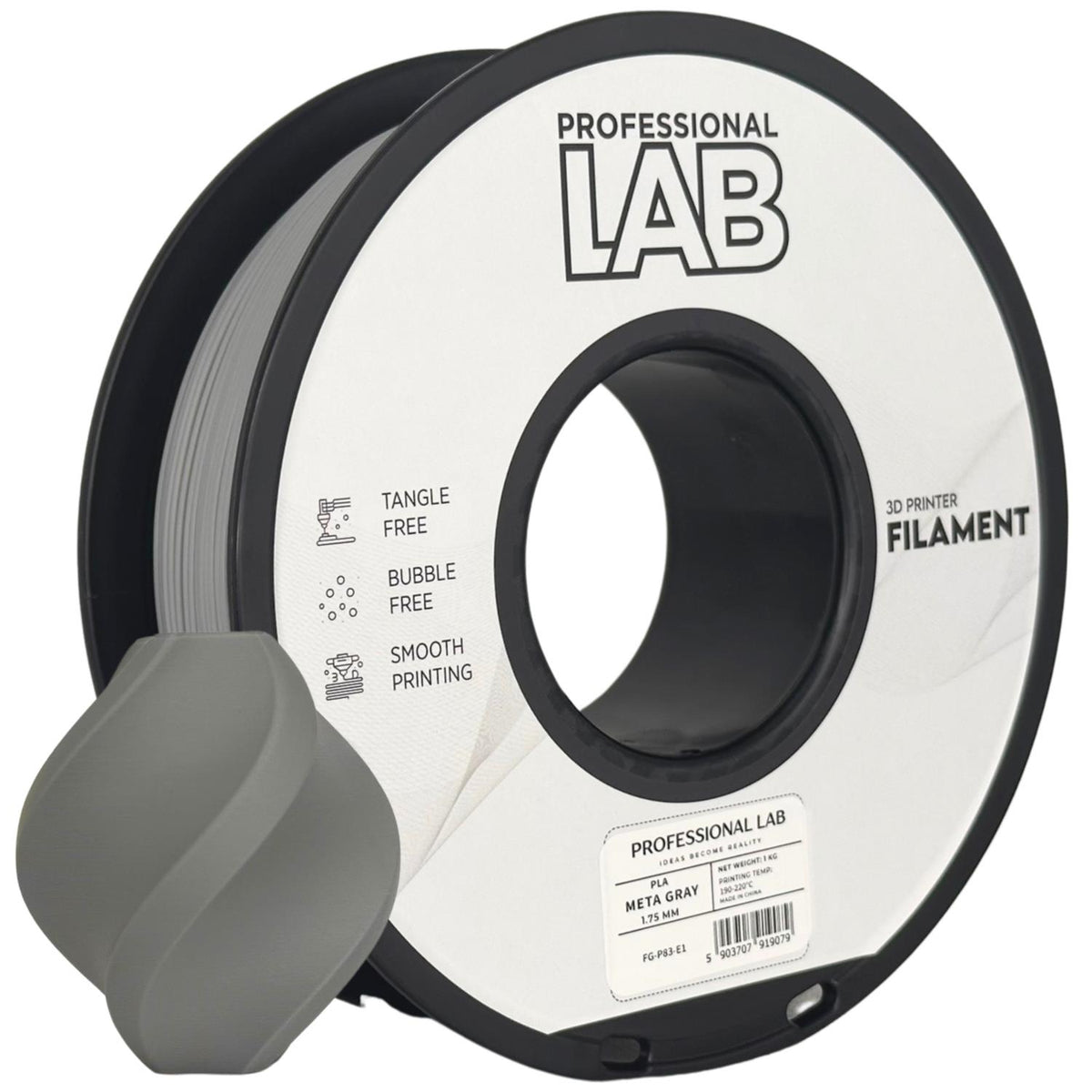 Spoel filament PLA META grijs, Prof. Lab, 1,75 mm