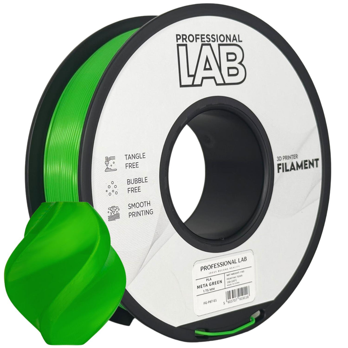 Spoel filament PLA META groen, Prof. Lab, 1,75 mm