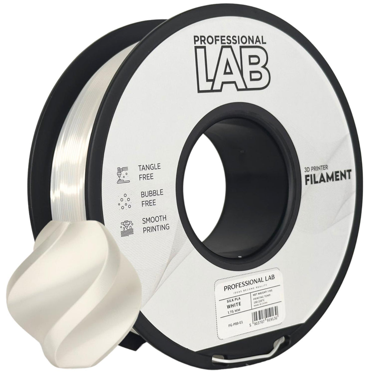 Spoel filament Silk PLA wit, Prof. Lab, 1,75 mm