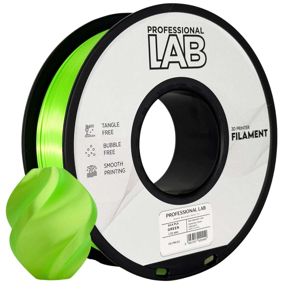 Spoel filament Silk PLA groen, Prof. Lab, 1,75 mm
