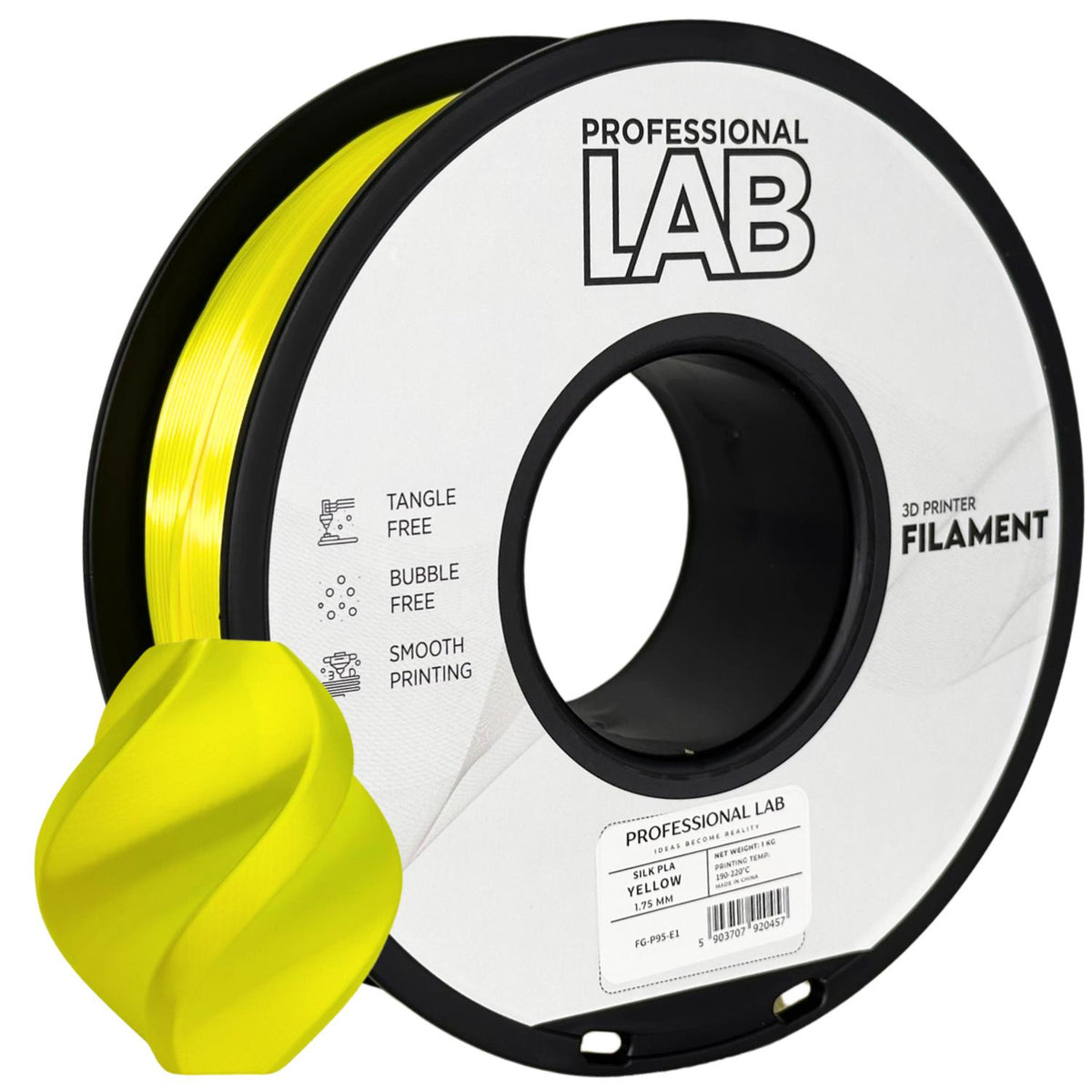 Spoel filament Silk PLA geel, Prof. Lab, 1,75 mm