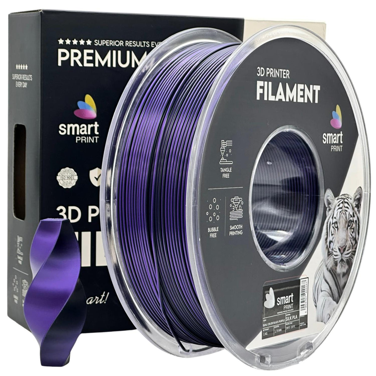 Spoel filament Silk PLA Dual Color zwart paars, Smart Print, 1,75 mm